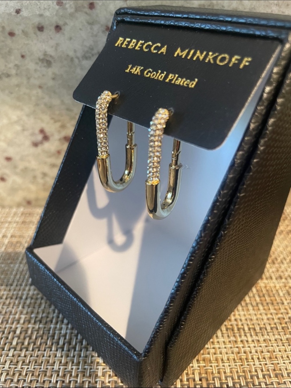Rebecca Minkoff Gold Pavé Half-Hoop Earrings - Picture 2 of 4